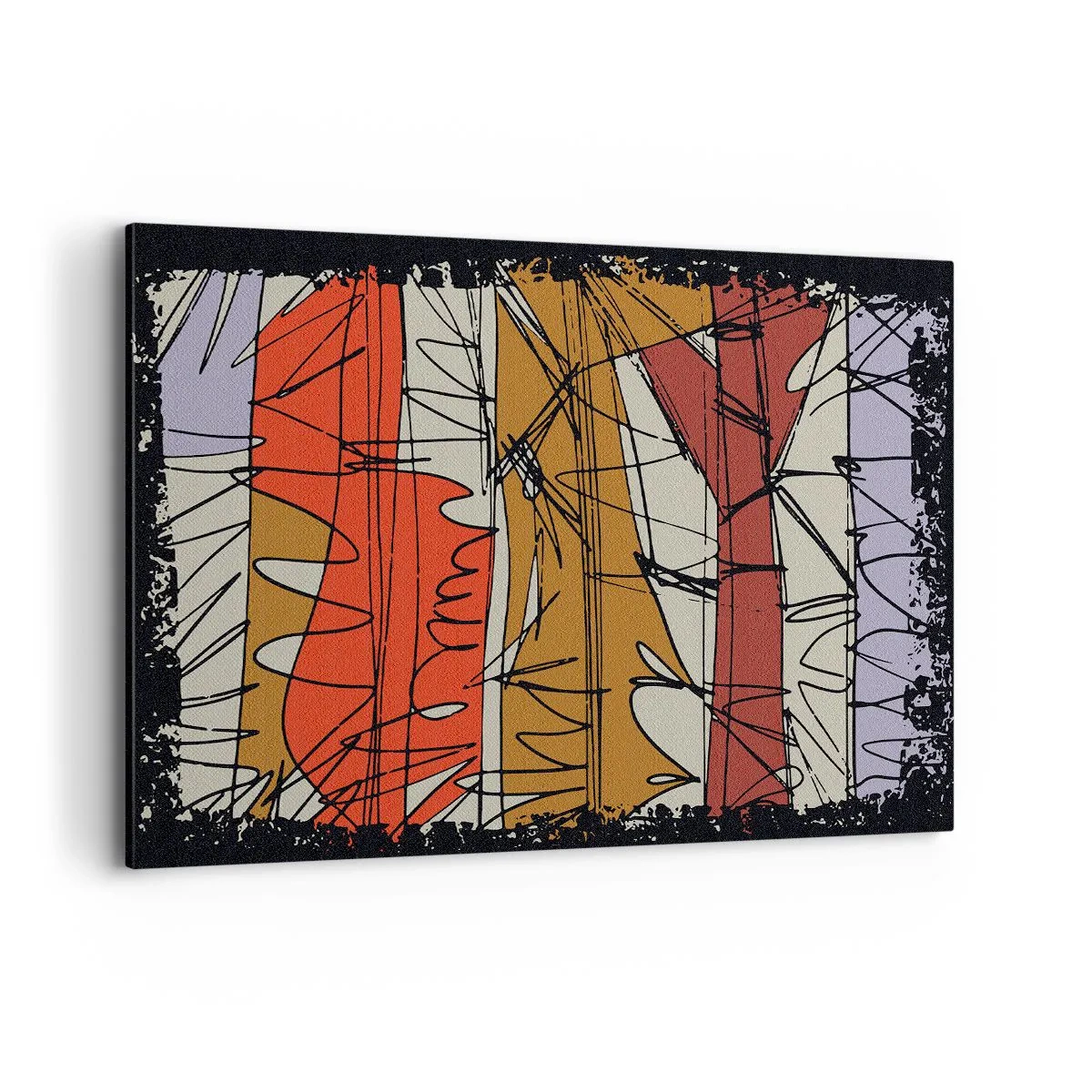 Obraz na płótnie - Abstrakcyjna kompozycja w intensywnych kolorach - 100x70cm - Kompozycja spontaniczna - Nowoczesna dekoracja ścienna do salonu, kuchni i sypialni ARTTOR