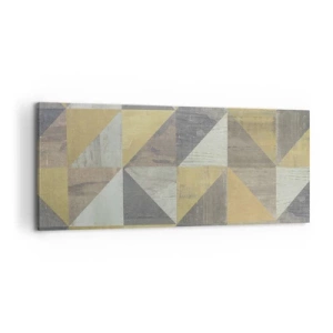 Obraz na płótnie - Geometryczna kompozycja trójkątów w odcieniach ziemi - 120x50cm - Pod kątem trójkąta - Nowoczesna dekoracja ścienna do salonu i sypialni ARTTOR