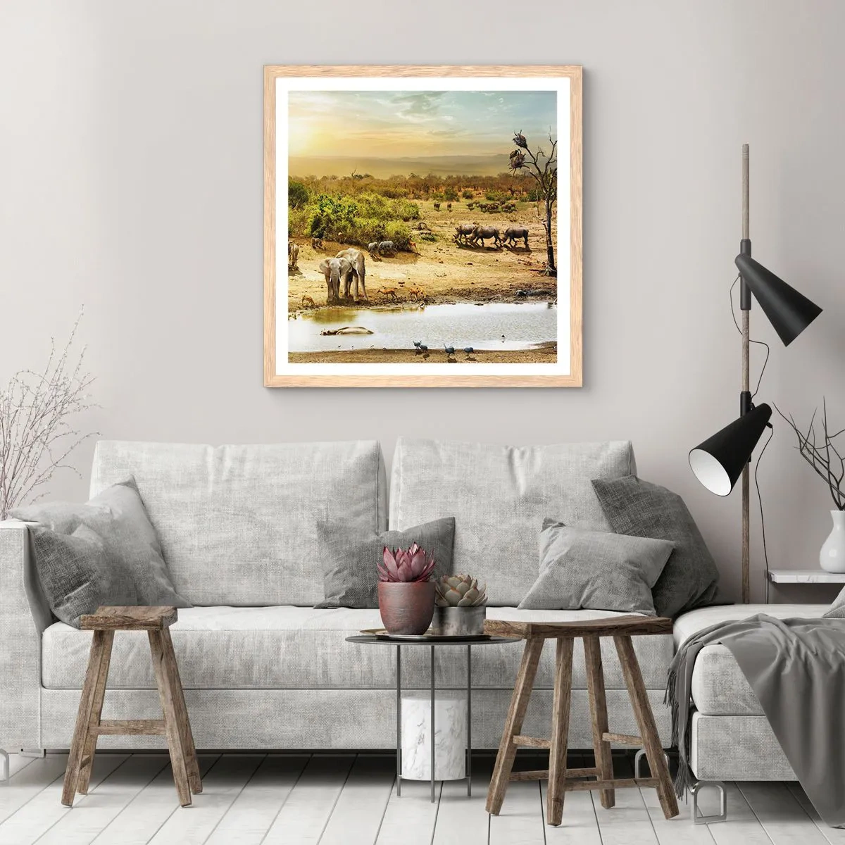 Plakat w ramie jasny dąb - "Z Edenu zaś wypływała rzeka…" - 50x50 cm