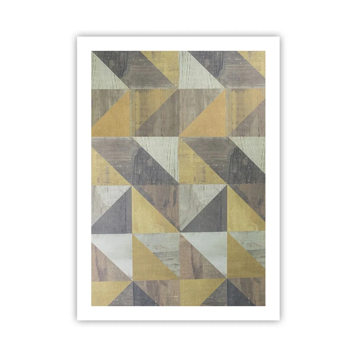 Plakat - Geometryczny wzór w odcieniach złota i szarości - 50x70cm - Pod kątem trójkąta - Nowoczesna dekoracja ścienna do salonu, kuchni i sypialni ARTTOR