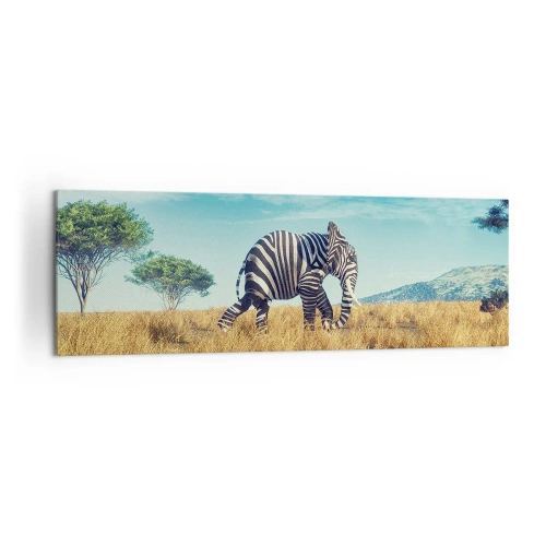 Obraz na płótnie - Zebra w afrykańskim krajobrazie - 160x50cm - Szarość już niemodna - Nowoczesna dekoracja ścienna do salonu i sypialni ARTTOR