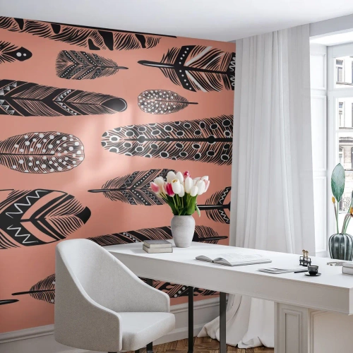 Fototapeta Samoprzylepna Deluxe Sticker - Indiańska kolekcja - Abstrakcja, Pióra, Boho - 100x70 cm