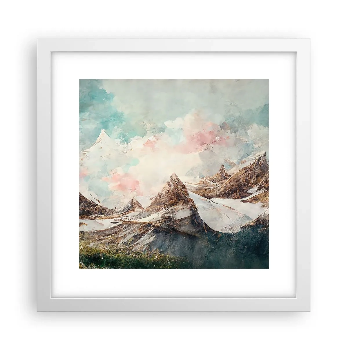 Plakat w białej ramie - Skalne ostrza - 30x30 cm