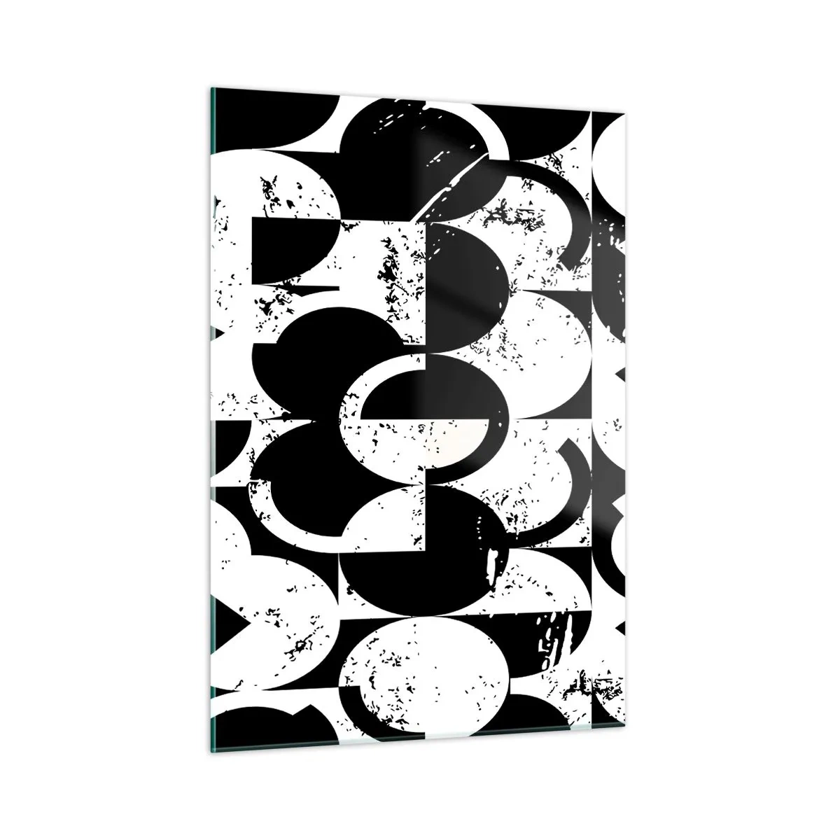 Obraz na szkle - Geometryczny wzór w kontrastujących czarnych i białych kształtach - 50x70cm - Białe jest białe, a czarne czarne - Nowoczesna dekoracja ścienna do salonu, kuchni i sypialni ARTTOR