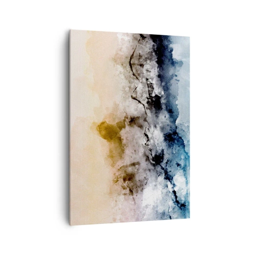 Obraz na płótnie - Abstrakcyjny krajobraz z mgłą i subtelnymi kolorami - 70x100cm - Zatopione w tumanie mgły - Nowoczesna dekoracja ścienna do salonu i sypialni ARTTOR