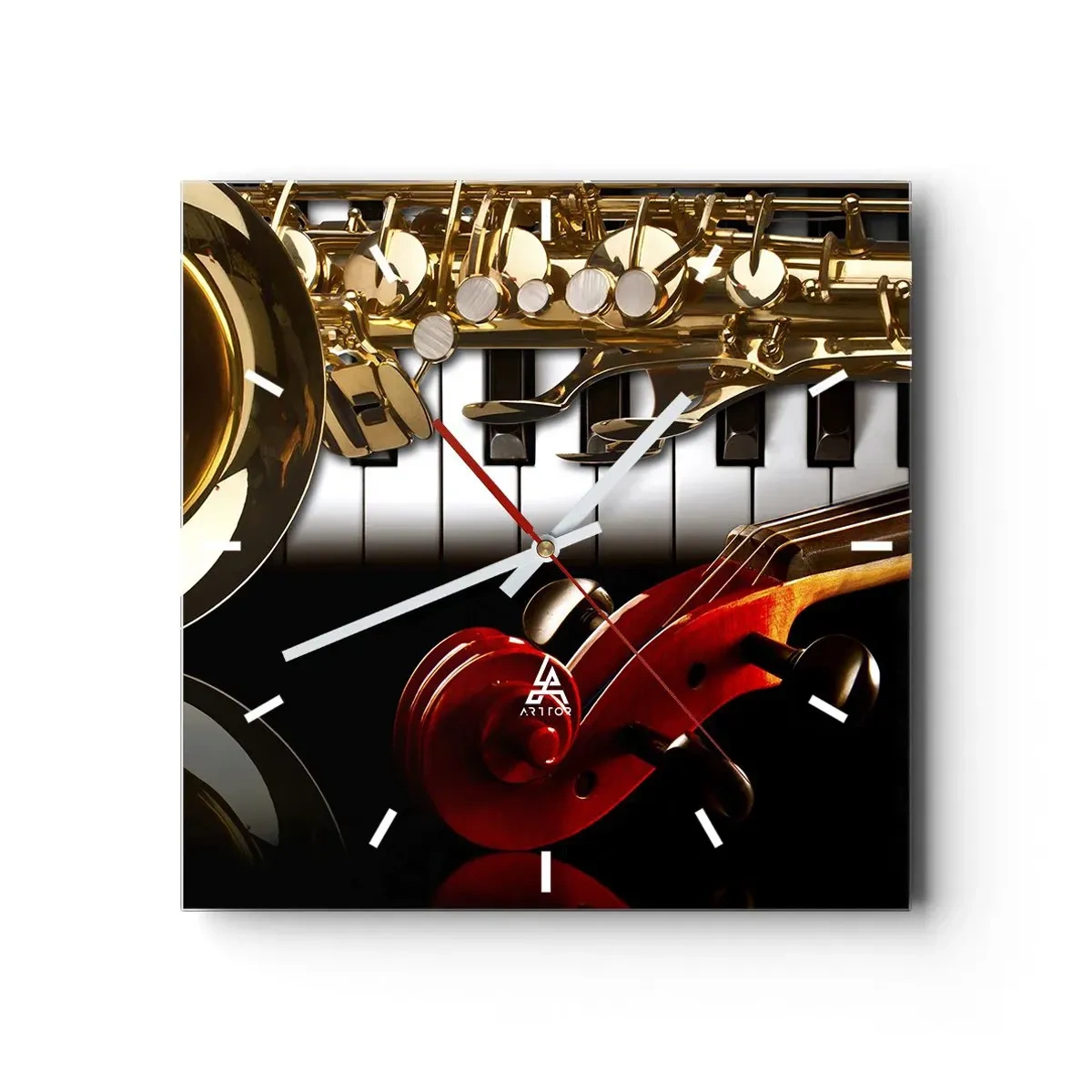 Zegar ścienny - Blacha, drewno i kość słoniowa - 40x40 cm