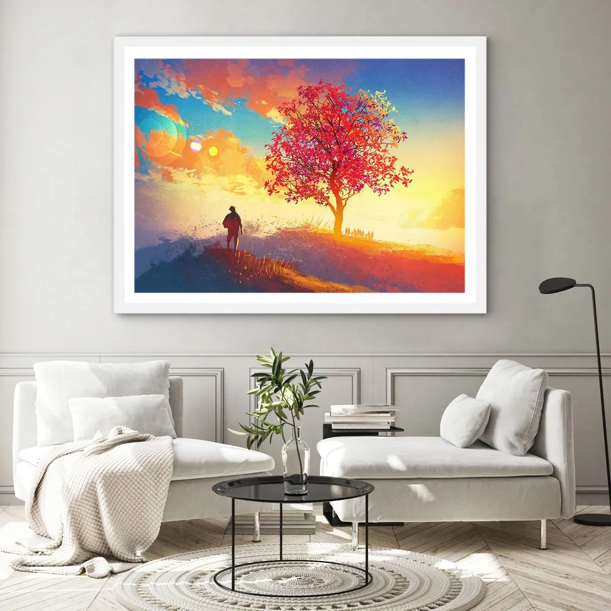 Plakat w białej ramie - Pielgrzym u celu - 70x50 cm