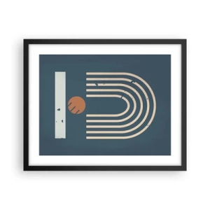 Plakat w czarnej ramie - Geometria na granacie - 50x40 cm