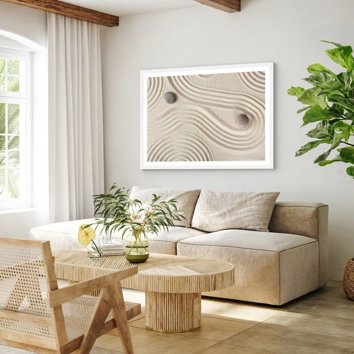 Plakat w białej ramie - Dotyk ciepła - 100x70 cm