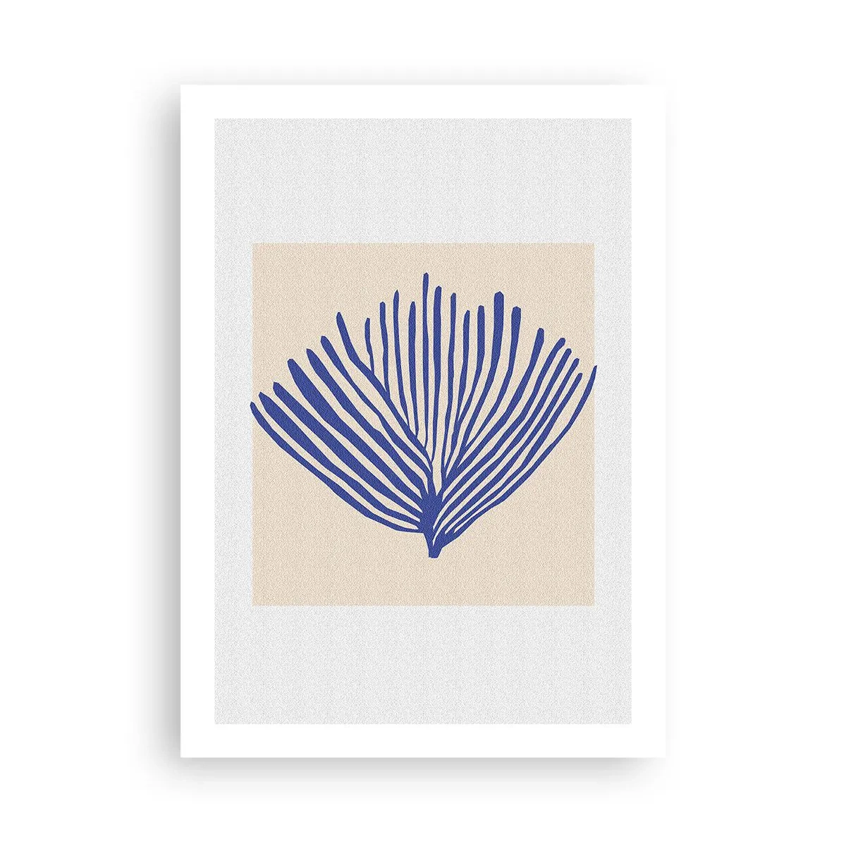Plakat - Stylizowana grafika wachlarzowej rośliny morskiej - 50x70cm - Niebieski wachlarz - Nowoczesna dekoracja ścienna do salonu, kuchni i sypialni ARTTOR