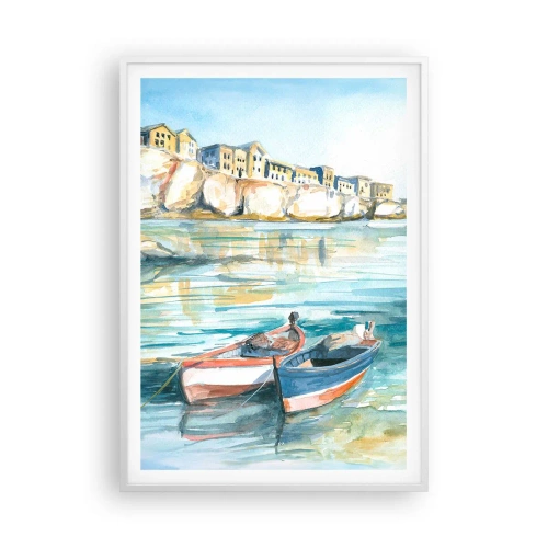 Plakat w białej ramie - Pejzaż w lazurze - 70x100 cm