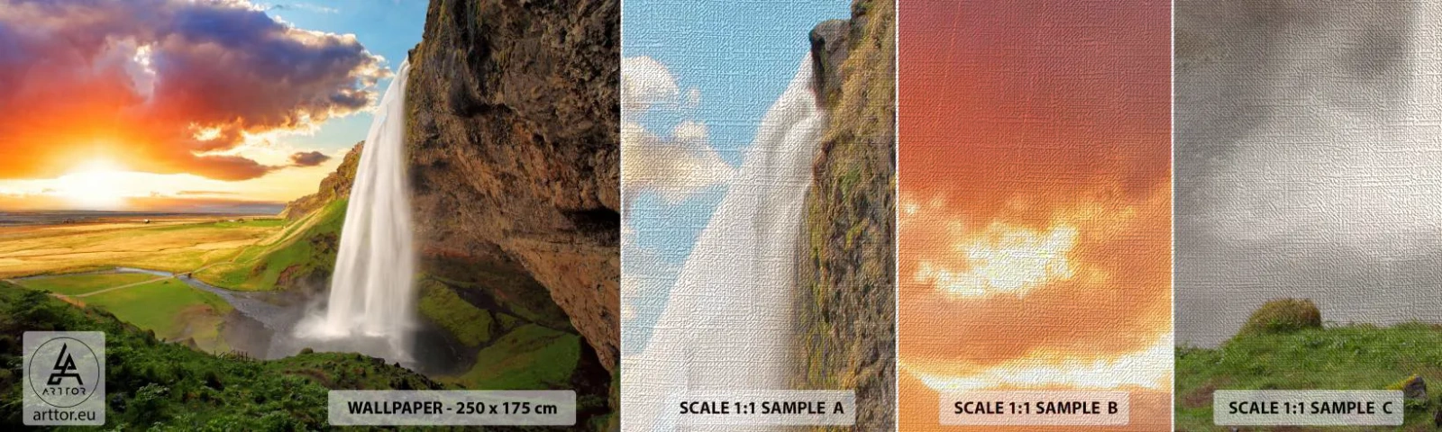 Fototapeta Próbka Premium Canvas - Pełnia islandzkiego lata - Krajobraz, Wodospad, Islandia - 100x30 cm