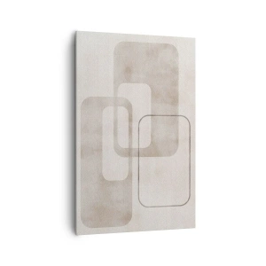 Obraz na płótnie - Minimalistyczna kompozycja z prostokątami w beżowych odcieniach na subtelnym tle - 80x120cm - Geometryczna fuga - Nowoczesna dekoracja ścienna do salonu i sypialni ARTTOR
