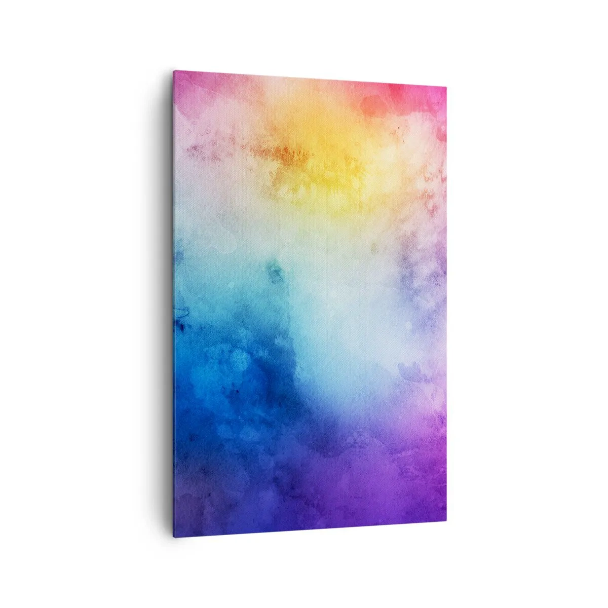 Obraz na płótnie - Abstrakcyjna kompozycja w pastelowych odcieniach różu i błękitu - 80x120cm - Prawie w siódmym niebie - Nowoczesna dekoracja ścienna do salonu i sypialni ARTTOR