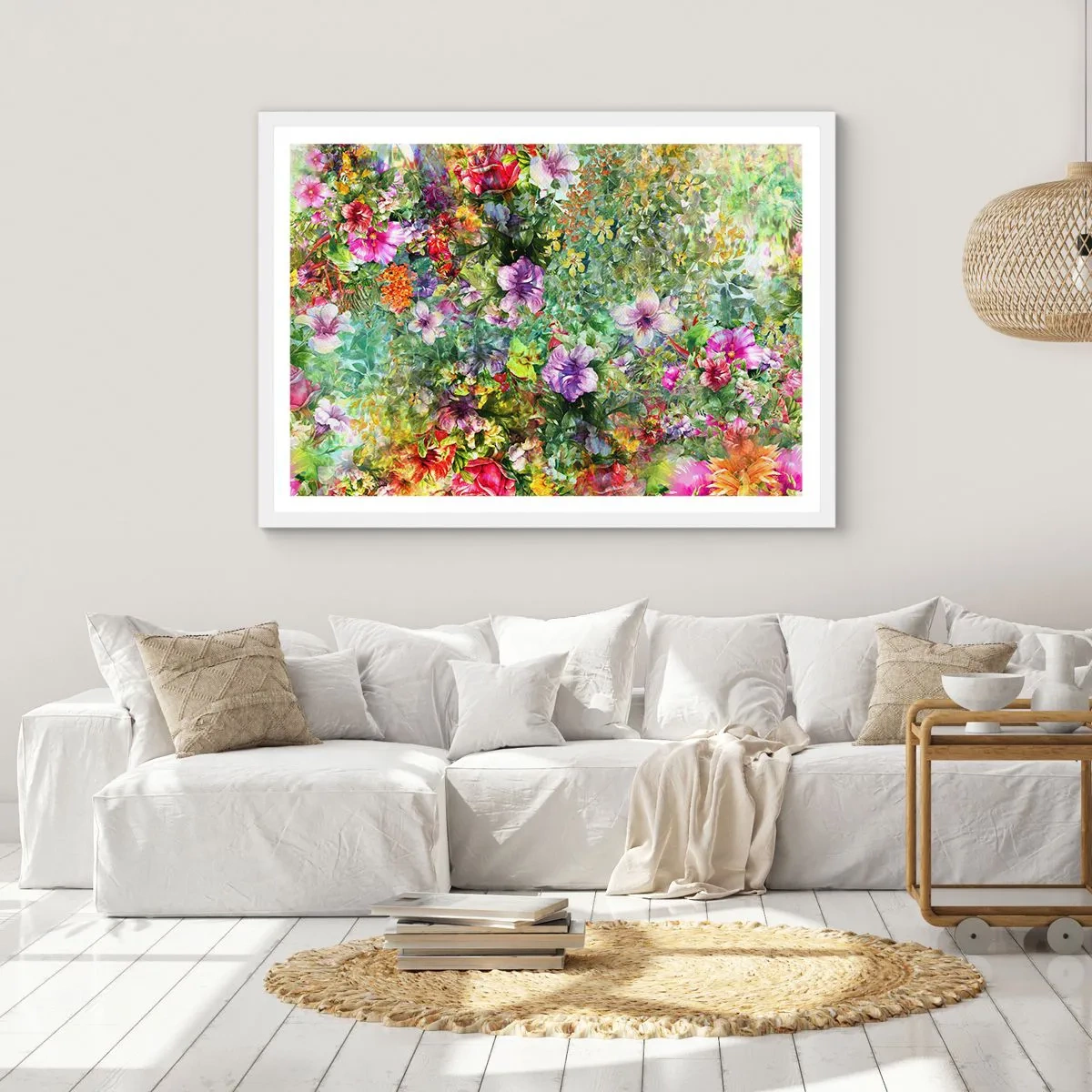 Plakat w białej ramie - W kwiaty na zatracenie - 50x40 cm
