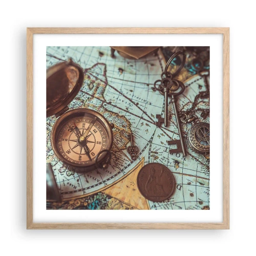 Plakat w ramie jasny dąb - Dla poszukiwacza przygód - 50x50 cm