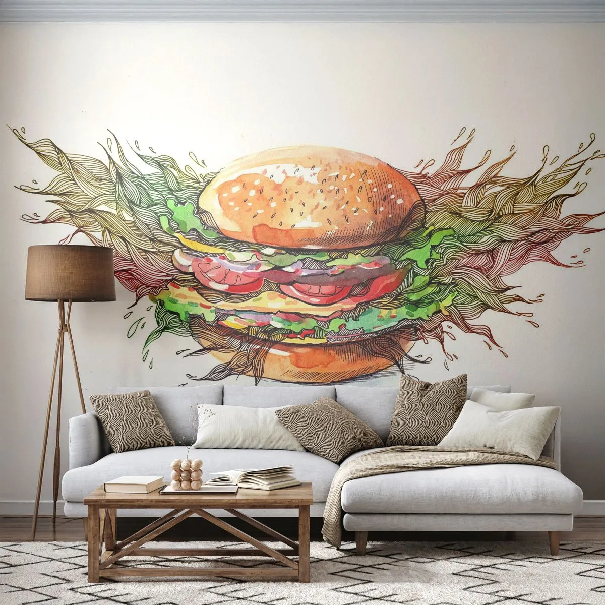 Fototapeta Samoprzylepna Deluxe Sticker - Gorąca pokusa - Gastronomia, Hamburger, Kulinaria - 450x315 cm