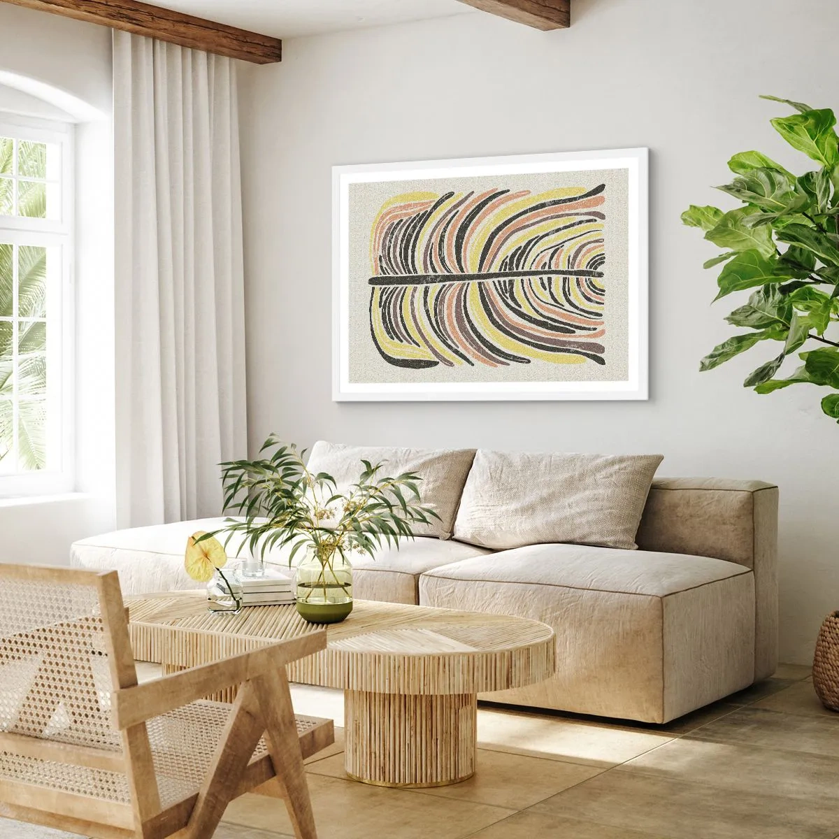 Plakat w białej ramie - Abstrakcja pełna życia - 70x50 cm