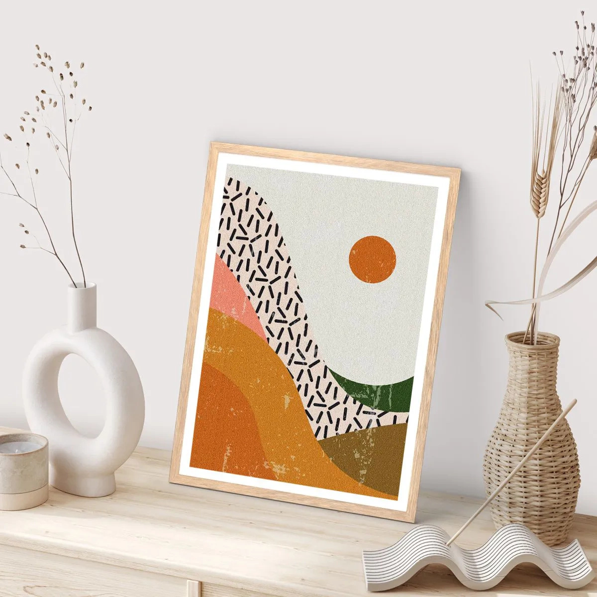 Plakat w ramie jasny dąb - Abstrakcja słoneczna - 30x40 cm