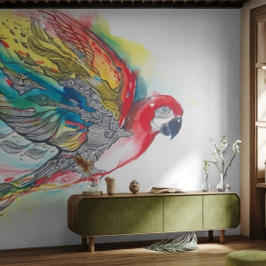 Fototapeta Standard Eco - Kolorowa papuga w artystycznym stylu akwarelowym - 100x70cm - Żyj kolorowo - Nowoczesna dekoracja ścienna do salonu i sypialni ARTTOR