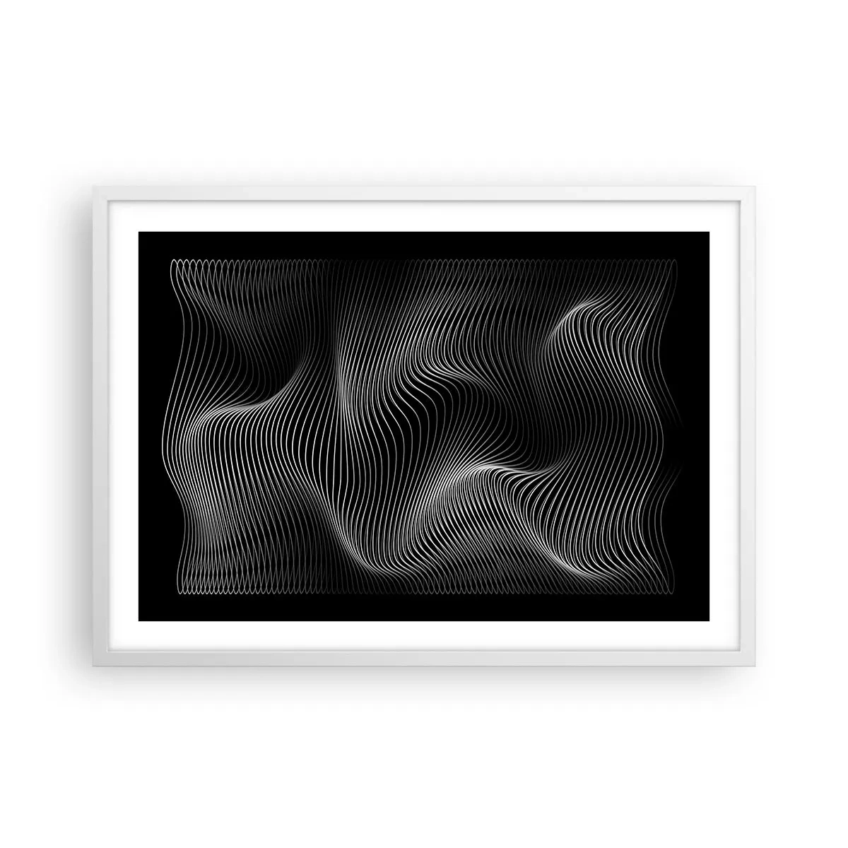 Plakat w białej ramie - Taniec światła w przestrzeni - 70x50 cm