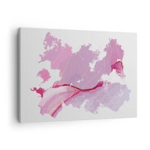 Obraz na płótnie - Abstrakcyjna mapa świata w odcieniach różu - 70x50cm - Mapa różowego świata - Nowoczesna dekoracja ścienna do salonu i sypialni ARTTOR