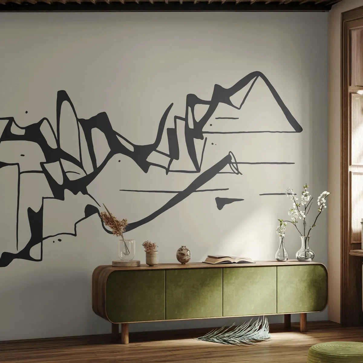 Fototapeta Premium Canvas - Być może pejzaż - Minimalizm, Sztuka, Kreska - 150x105 cm