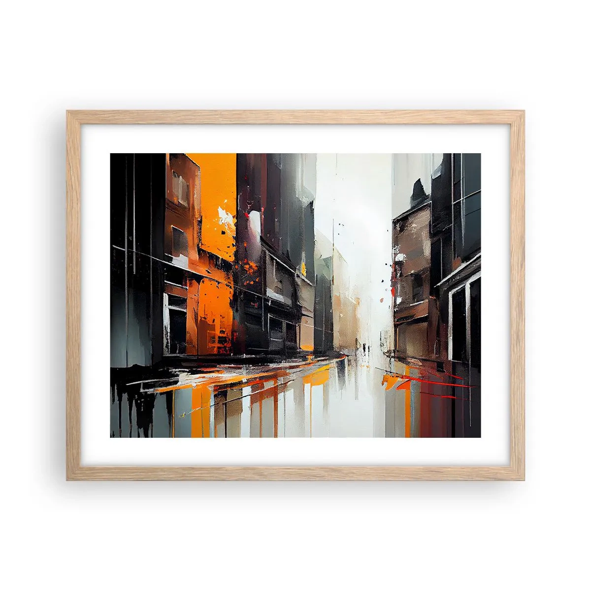 Plakat w ramie jasny dąb - Deszczowy dzień - 50x40 cm