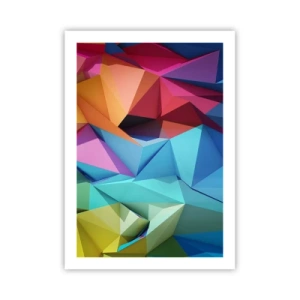 Plakat - Kolorowa abstrakcja geometryczna z trójkątami - 50x70cm - Tęczowe origami - Nowoczesna dekoracja ścienna do salonu, kuchni i sypialni ARTTOR