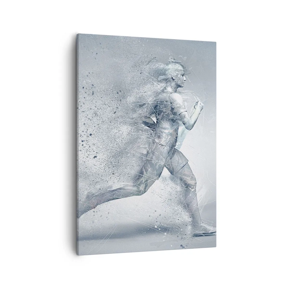 Obraz na płótnie - Dynamiczna sylwetka biegacza - 50x70cm - Energia krystalicznie czysta - Nowoczesna dekoracja ścienna do salonu, kuchni i sypialni ARTTOR
