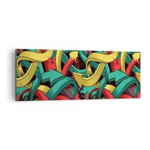 Obraz na płótnie - Abstrakcyjne strzałki w żywych kolorach tworzące chaos - 140x50cm - Którędy do celu? - Nowoczesna dekoracja ścienna do salonu i sypialni ARTTOR