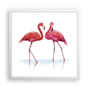 Plakat w białej ramie - Różowe randez-vous - 50x50 cm