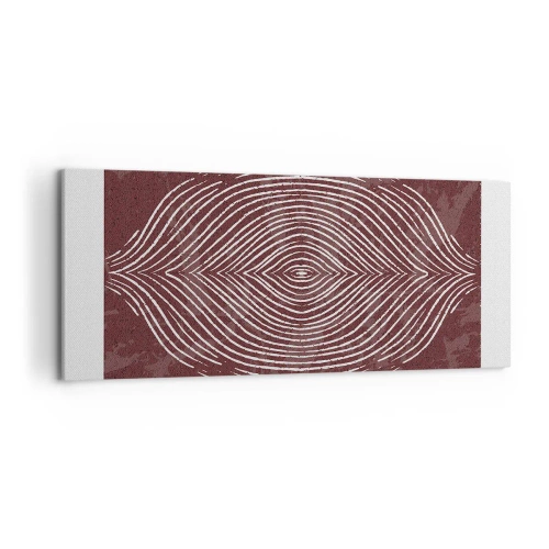 Obraz na płótnie - Symetryczne fale w białych liniach na brązowym tle - 120x50cm - Przestrzeń mówi - Nowoczesna dekoracja ścienna do salonu i sypialni ARTTOR