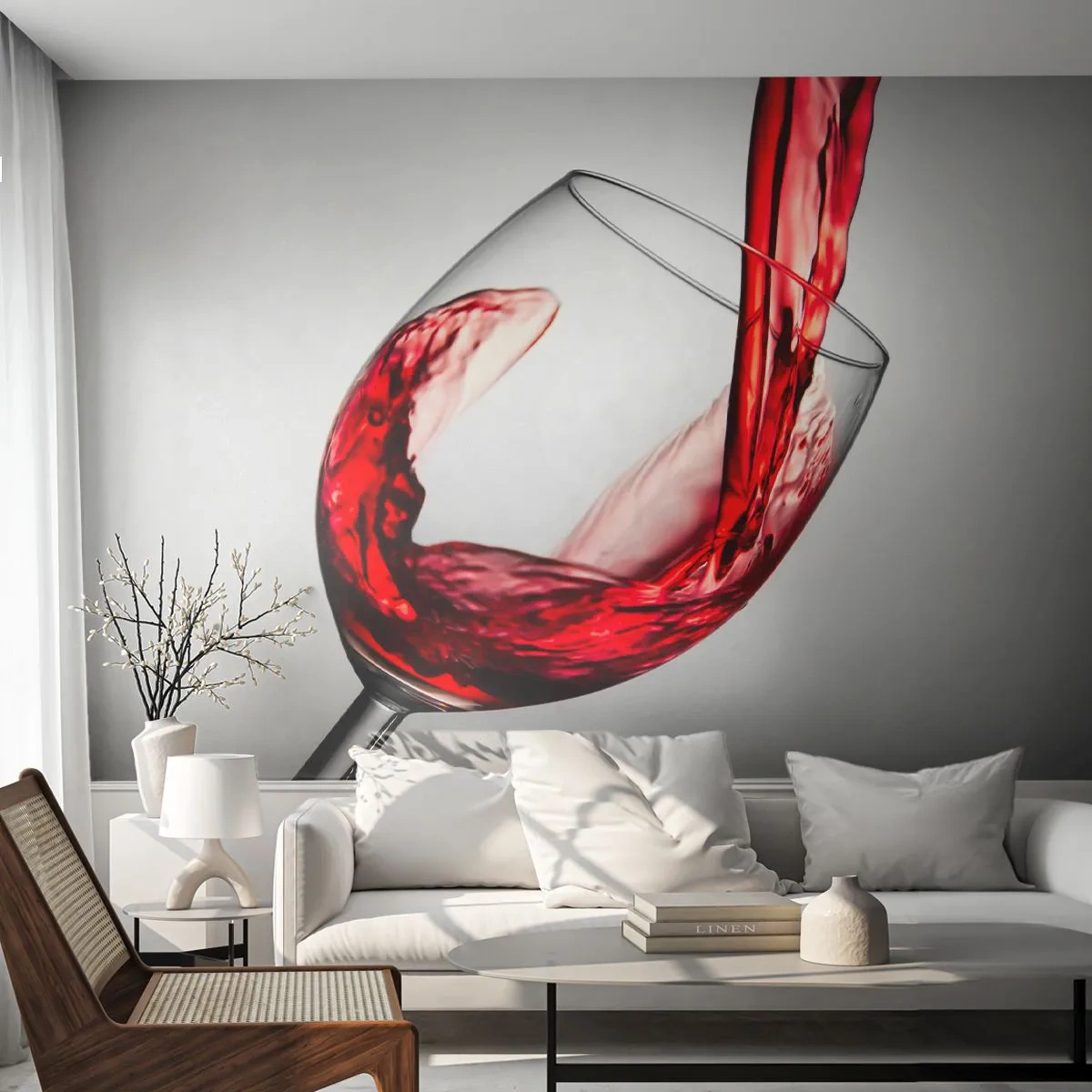 Fototapeta Samoprzylepna Deluxe Sticker - Barwa - ruch - dźwięk - Kieliszek Do Wina, Czerwone Wino, Gastronomia - 400x280 cm