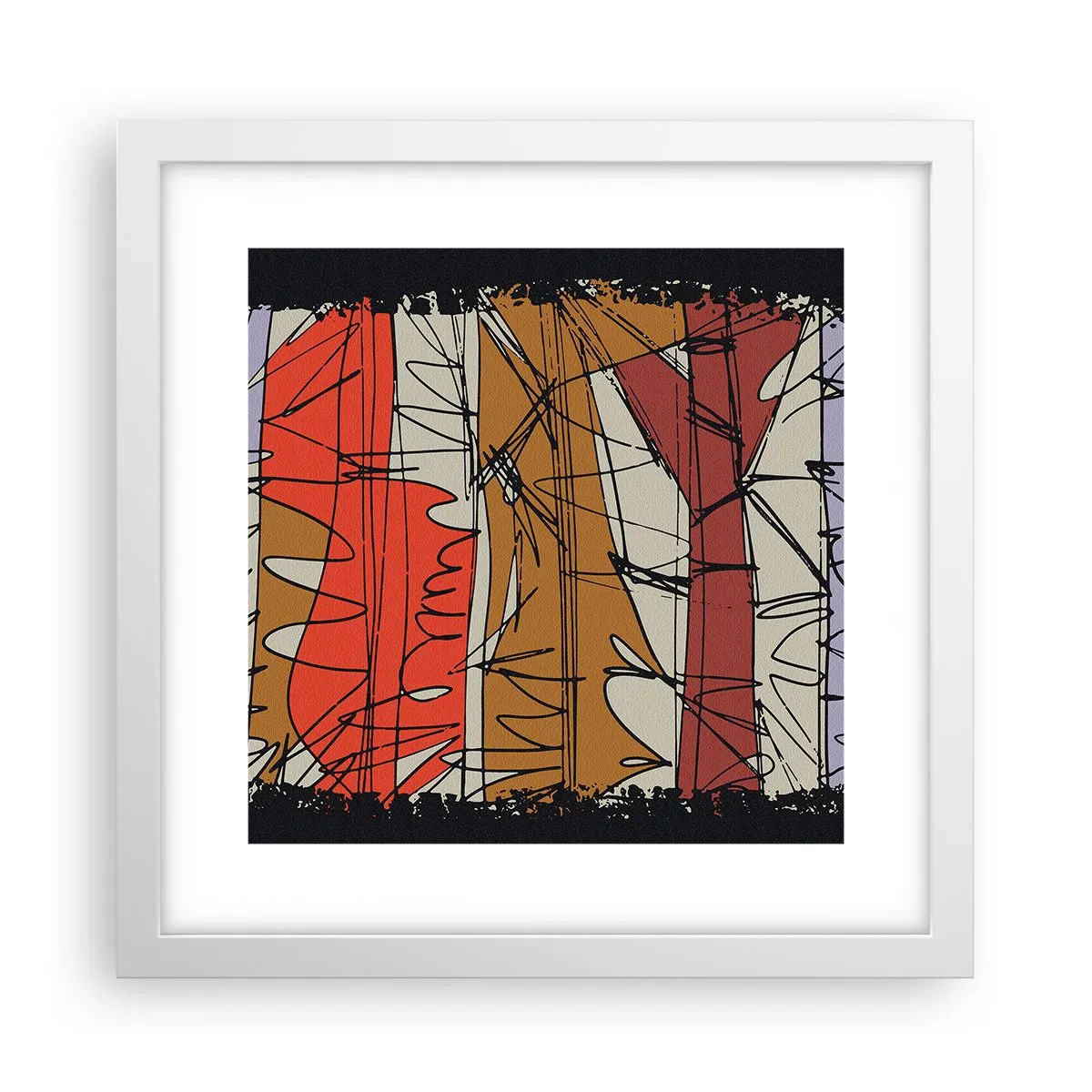 Plakat w białej ramie - Kompozycja spontaniczna - 30x30 cm