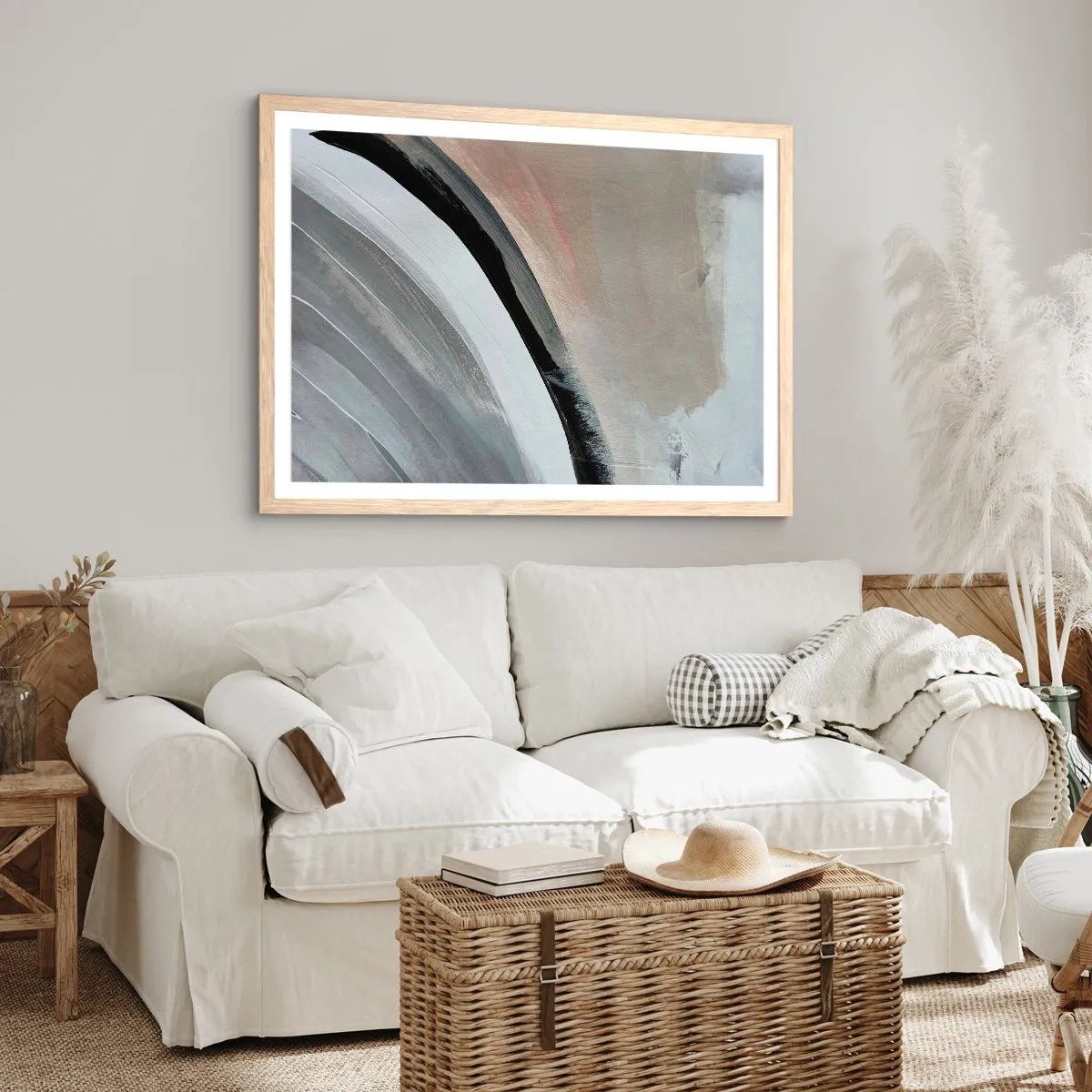 Plakat w ramie jasny dąb - Kompozycja: łuk czerni i szarości - 40x30 cm