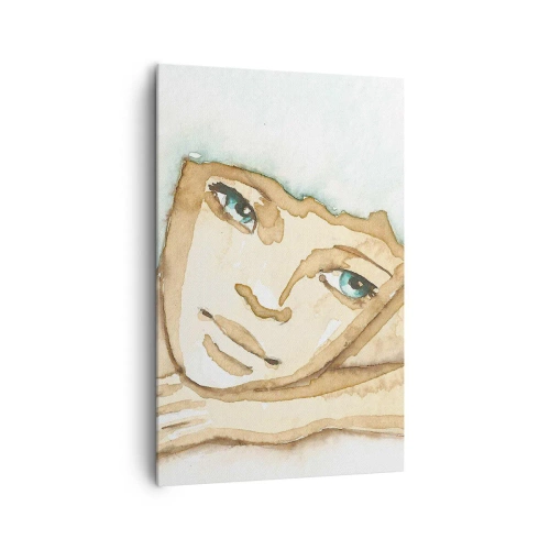 Obraz na płótnie - Artystyczny portret kobiety w pastelowych barwach - 80x120cm - Drzewo poezji wyrasta z ciszy - Nowoczesna dekoracja ścienna do salonu i sypialni ARTTOR