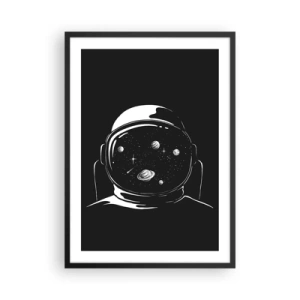 Plakat w czarnej ramie - Astronauta z kosmosem odbitym w hełmie - 50x70cm - Niezły widok - Nowoczesna dekoracja ścienna do salonu i sypialni ARTTOR