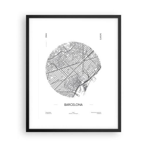 Plakat w czarnej ramie - Anatomia Barcelony - 40x50 cm