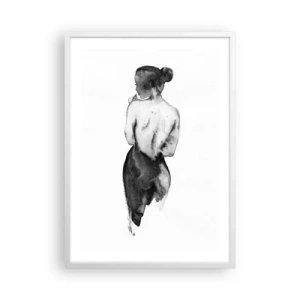 Plakat w białej ramie - Przy niej świat znika - 50x70 cm