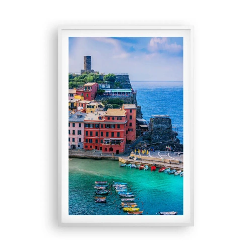 Plakat w białej ramie - Śródziemnomorskie magiczne miasteczko - 61x91 cm