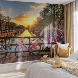 Fototapeta Premium Sand - Wiosenny poranek w Amsterdamie - Miasto, Amsterdam, Architektura - 350x256 cm