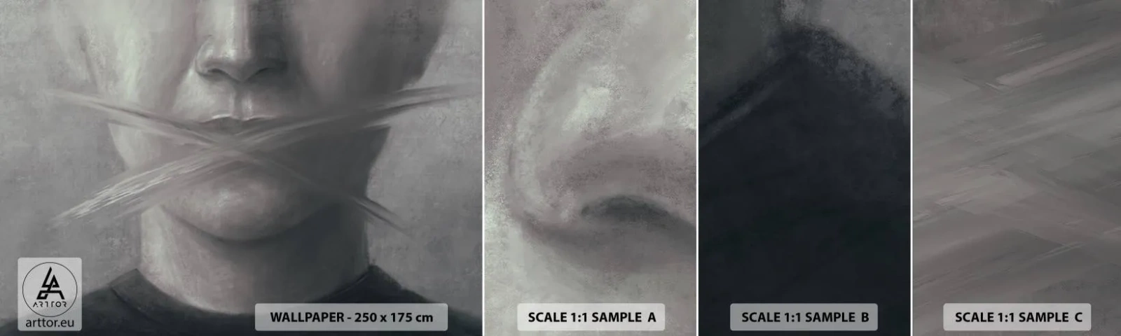 Fototapeta Próbka Samoprzylepna Deluxe Sticker - Ani słowa - Abstrakcja, Grafika, Twarz - 100x30 cm