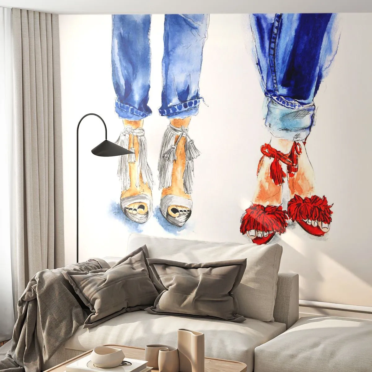 Fototapeta Premium Canvas - Może pójdziemy na spacer? - Kobieta, Moda, Obuwie - 400x280 cm