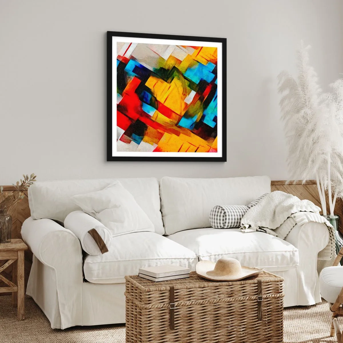 Plakat w czarnej ramie - Różnobarwny przekładaniec - 30x30 cm