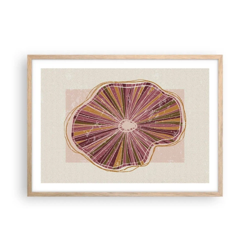 Plakat w ramie jasny dąb - Abstrakcja promienista - 70x50 cm