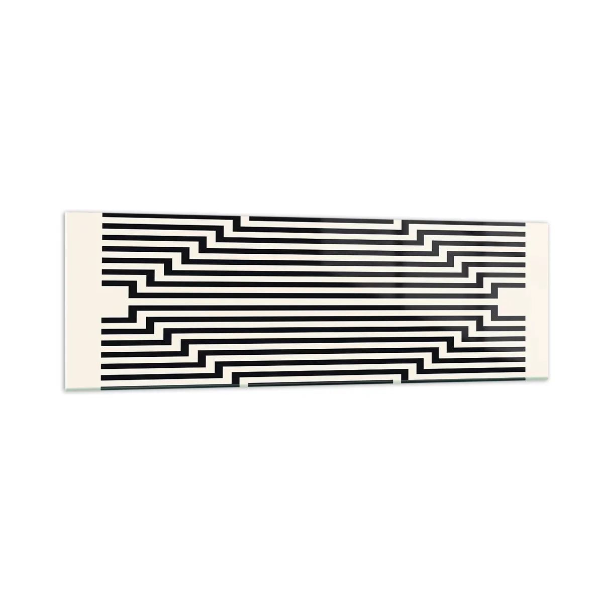 Obraz na szkle - Czarno-białe linie tworzące efekt geometrycznej iluzji - 160x50cm - Geometryczna iluzja - Nowoczesna dekoracja ścienna do salonu i sypialni ARTTOR