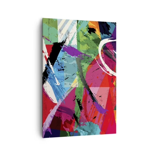 Obraz na płótnie - Kolorowa abstrakcja z dynamicznymi pociągnięciami pędzla - 70x100cm - Szybko, żywo i skocznie - Nowoczesna dekoracja ścienna do salonu i sypialni ARTTOR