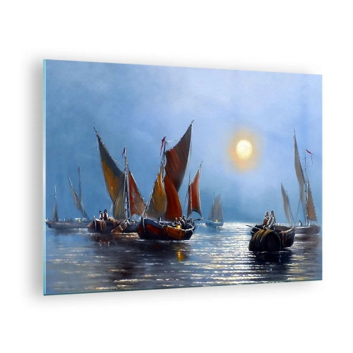 Obraz na szkle - Nocny połów - 70x50cm - Nocny połów - Nowoczesna dekoracja ścienna do salonu i sypialni ARTTOR