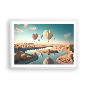 Plakat w białej ramie - Miłość pozwala wznieść się - 70x50 cm